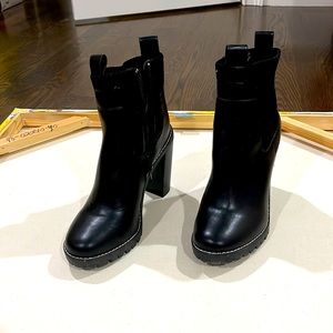 BCBG Black Lug Boots Size 10